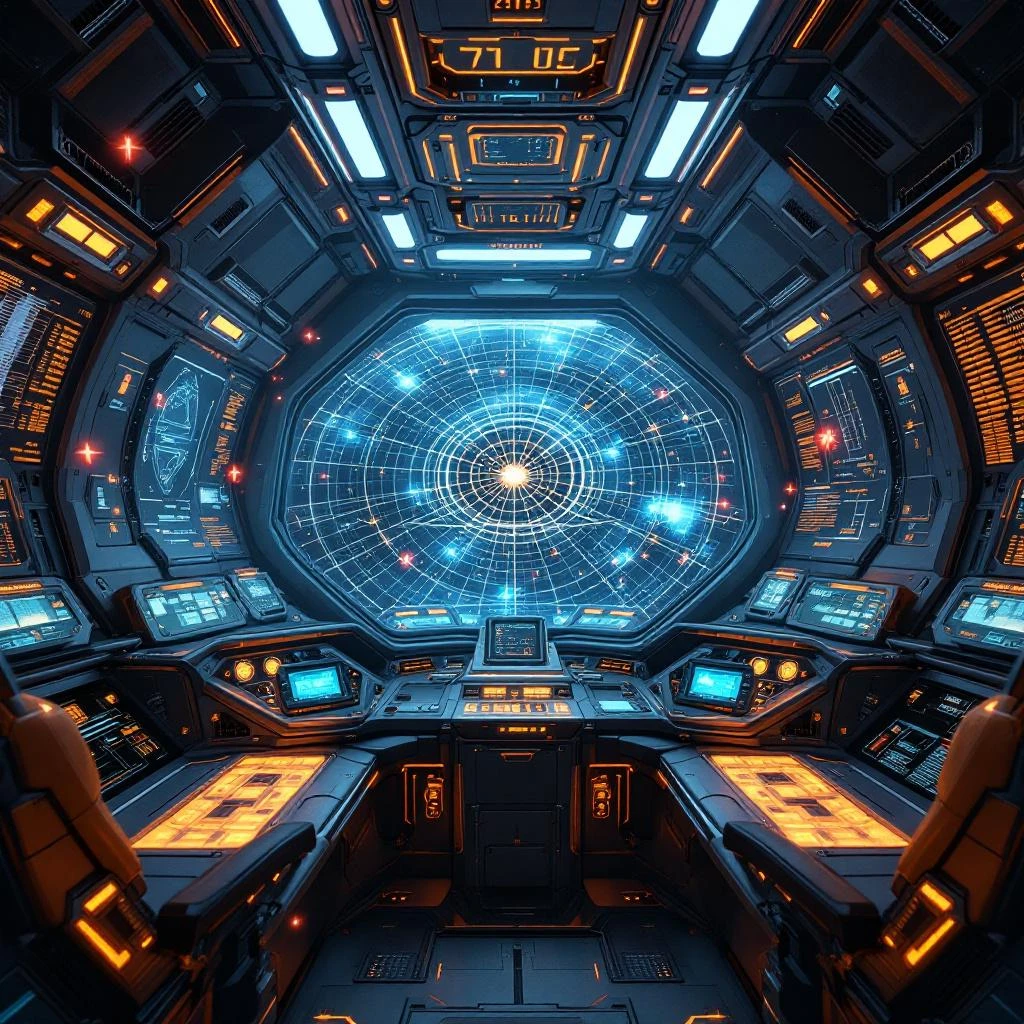 Quantum navigation mesh showing corrupted hierarchical star map